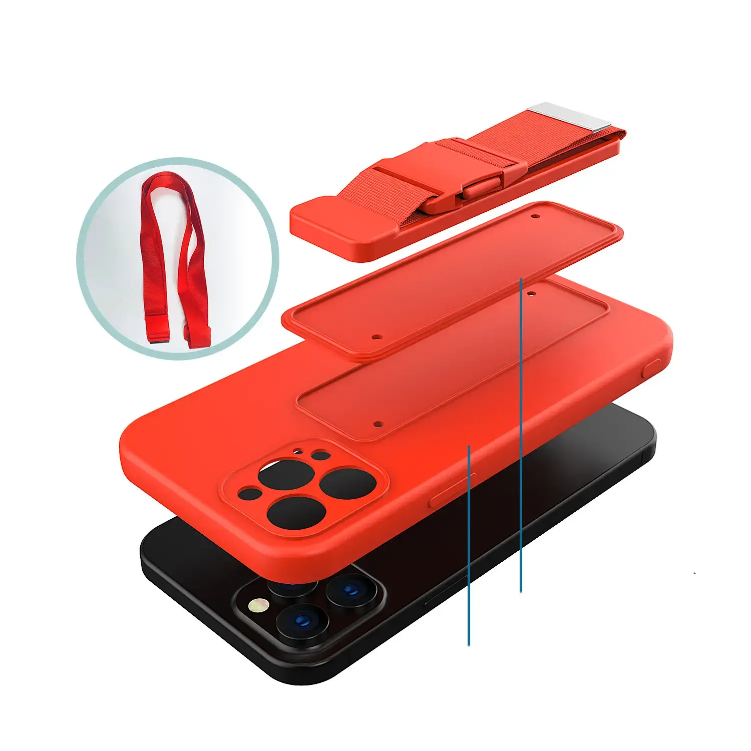 iPhone 13 Pro Stand Phone Case With Hand Strap 