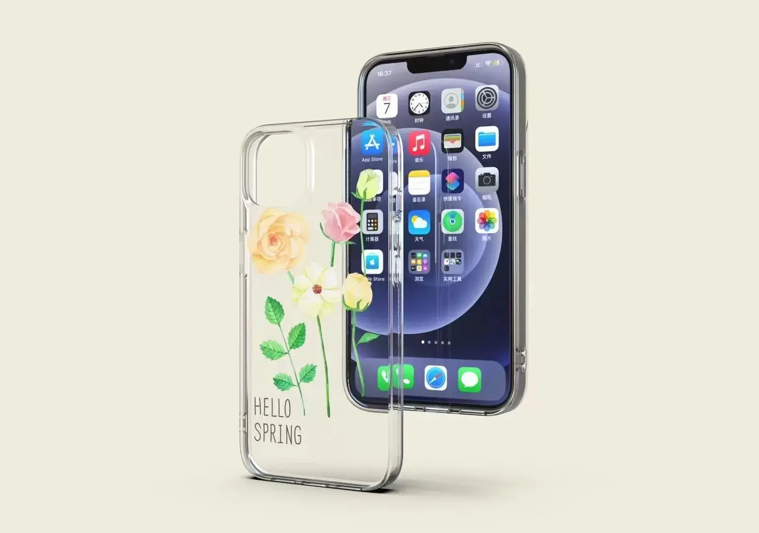 Clear Printed Phone Case For iPhone 13