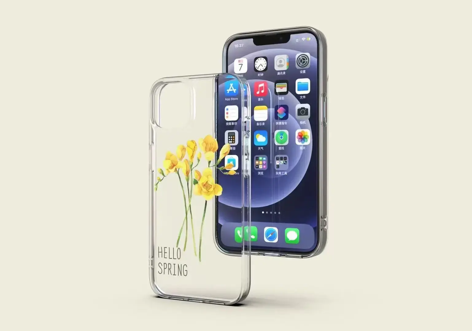 Clear Printed Phone Case For iPhone 13