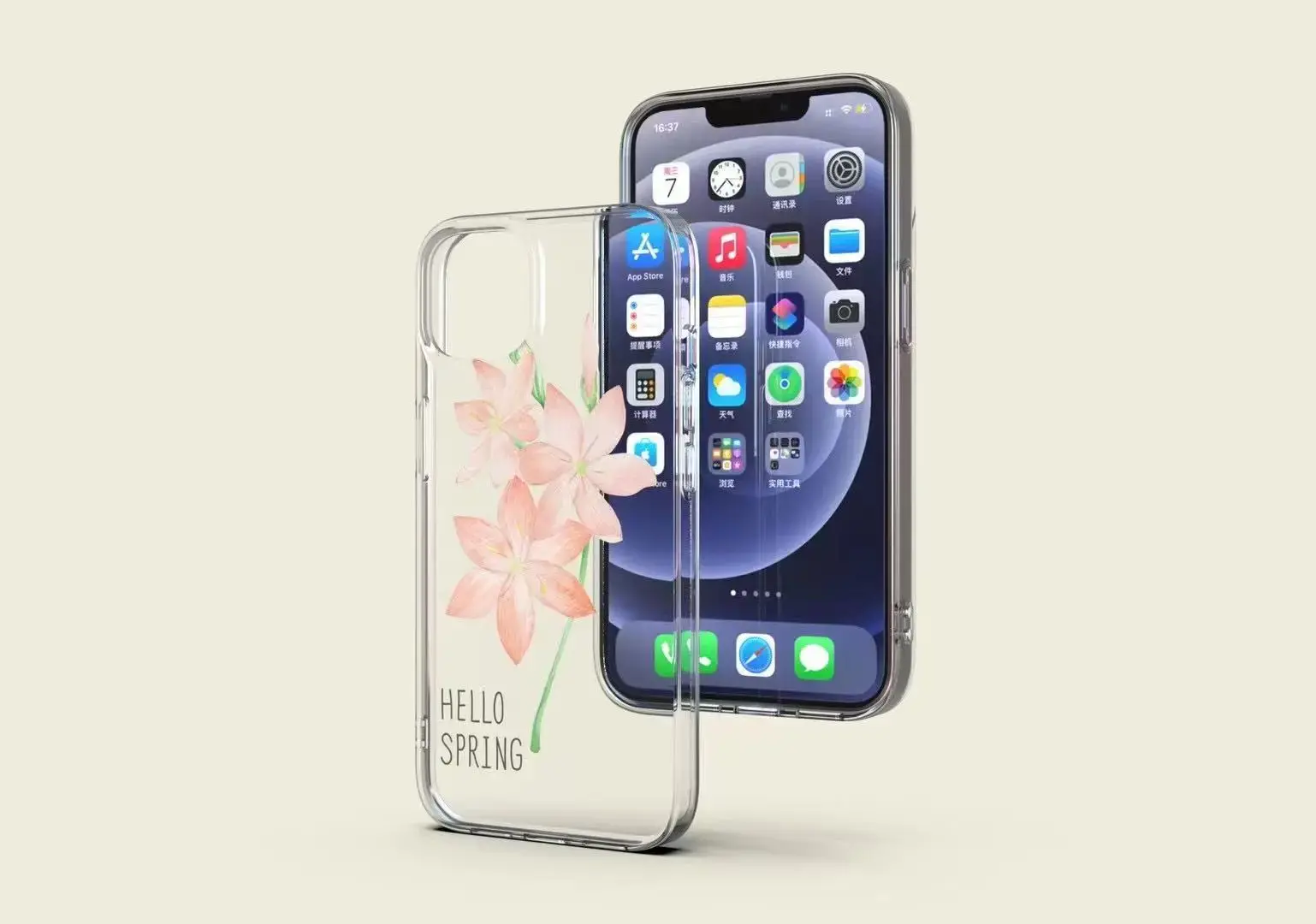 Clear Printed Phone Case For iPhone 13