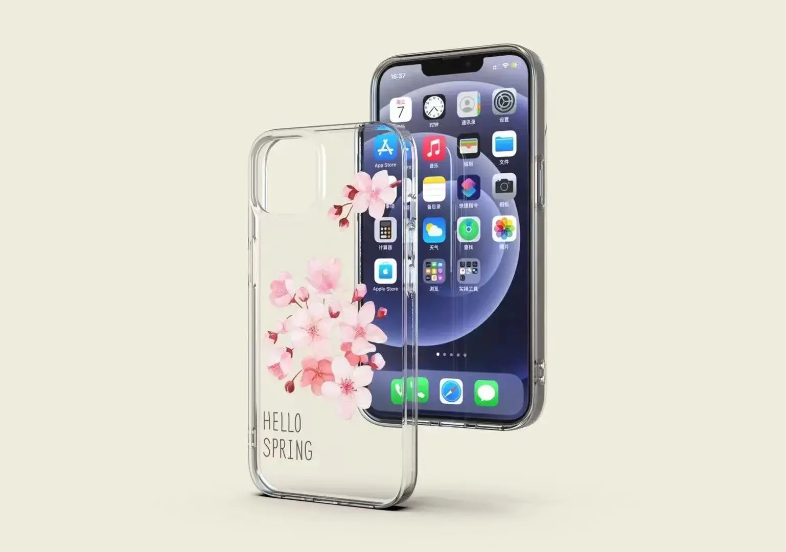 Clear Printed Phone Case For iPhone 13