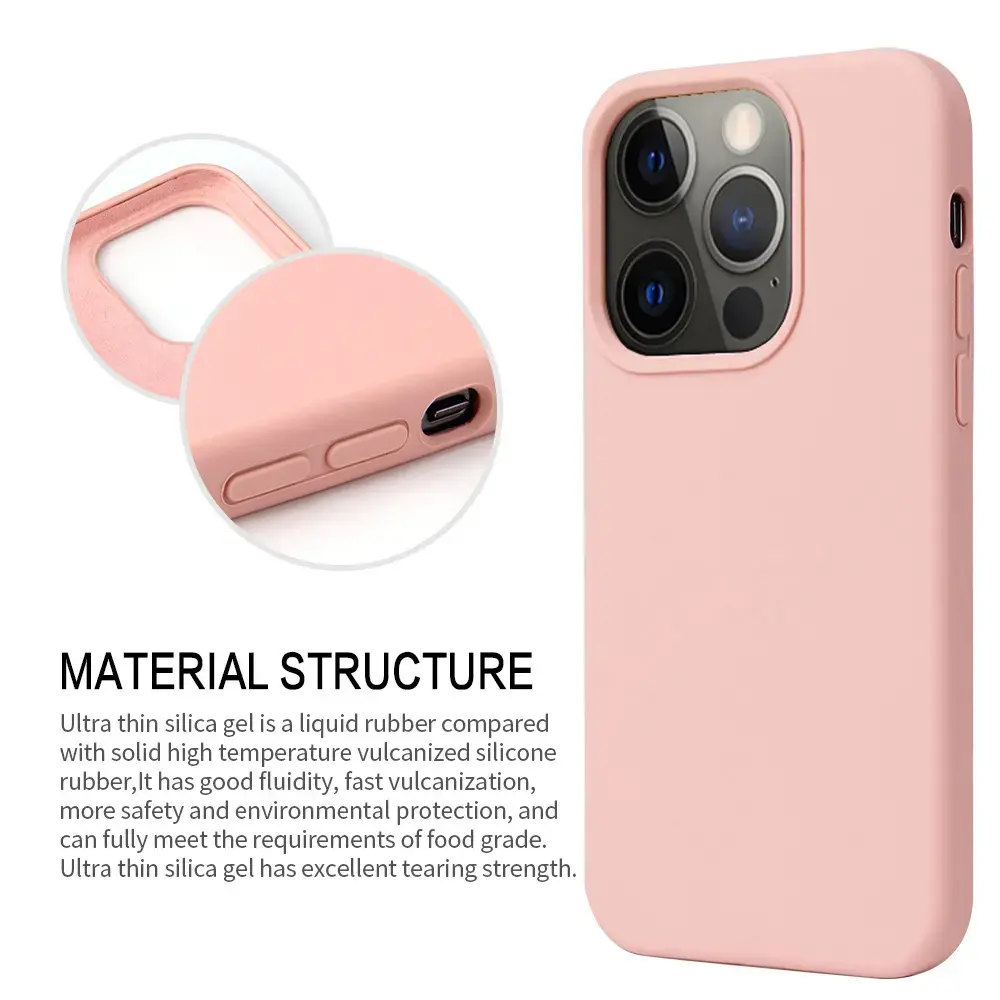 iPhone 13 Liquid Silicone Ultra Slim Shockproof Protective Phone Case with Microfiber Lining