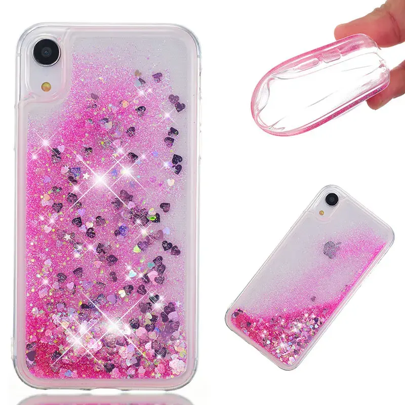 Glitter Case Girly Girls Women Bling Liquid Sparkle Fashion Flowing Quicksand Case for iPhone XR