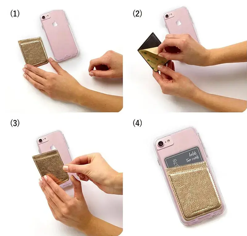 Premium Leather Phone Card Holder Stick On Wallet for iPhone