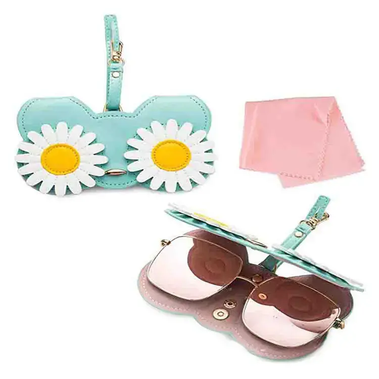 Portable Cortical Manually Pouch Glasses Box with pattern Sunglasses Box Leather 