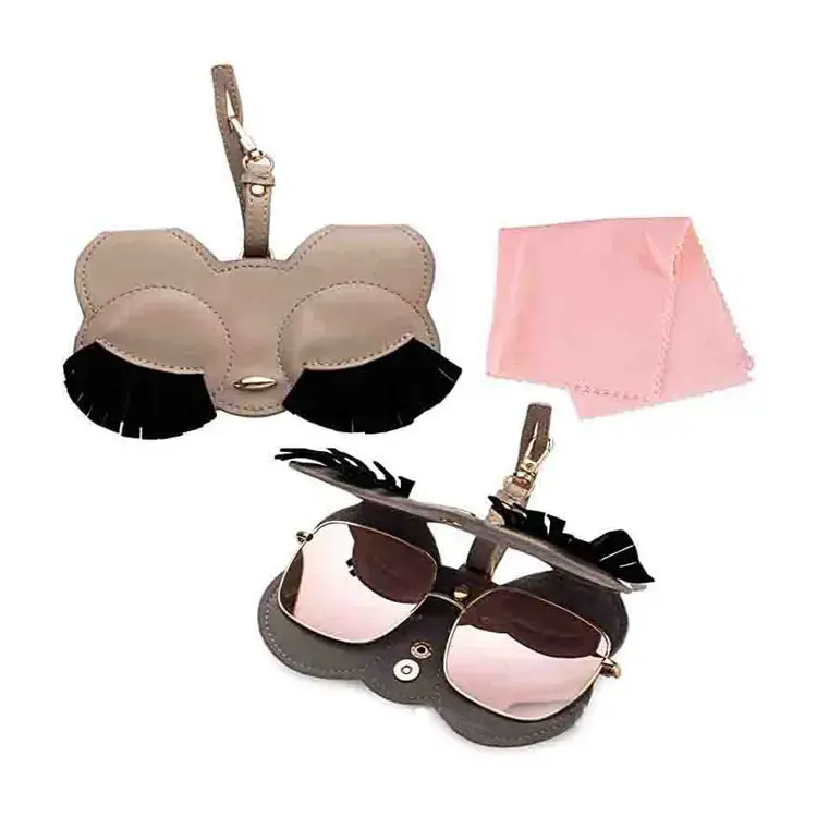 Portable Cortical Manually Pouch Glasses Box with pattern Sunglasses Box Leather 