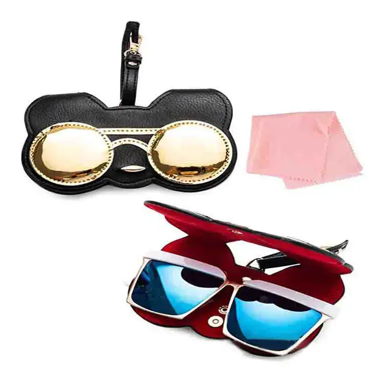 Portable Cortical Manually Pouch Glasses Box with pattern Sunglasses Box Leather 