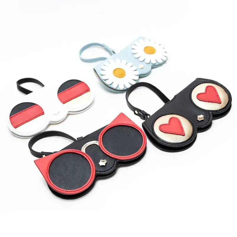 Portable Cortical Manually Pouch Glasses Box with pattern Sunglasses Box Leather 