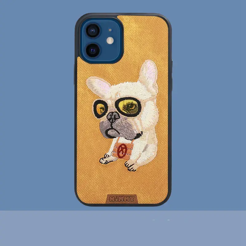 iPhone12 Cute Dog Phone Case - Animal Embroidery - 360° Protection