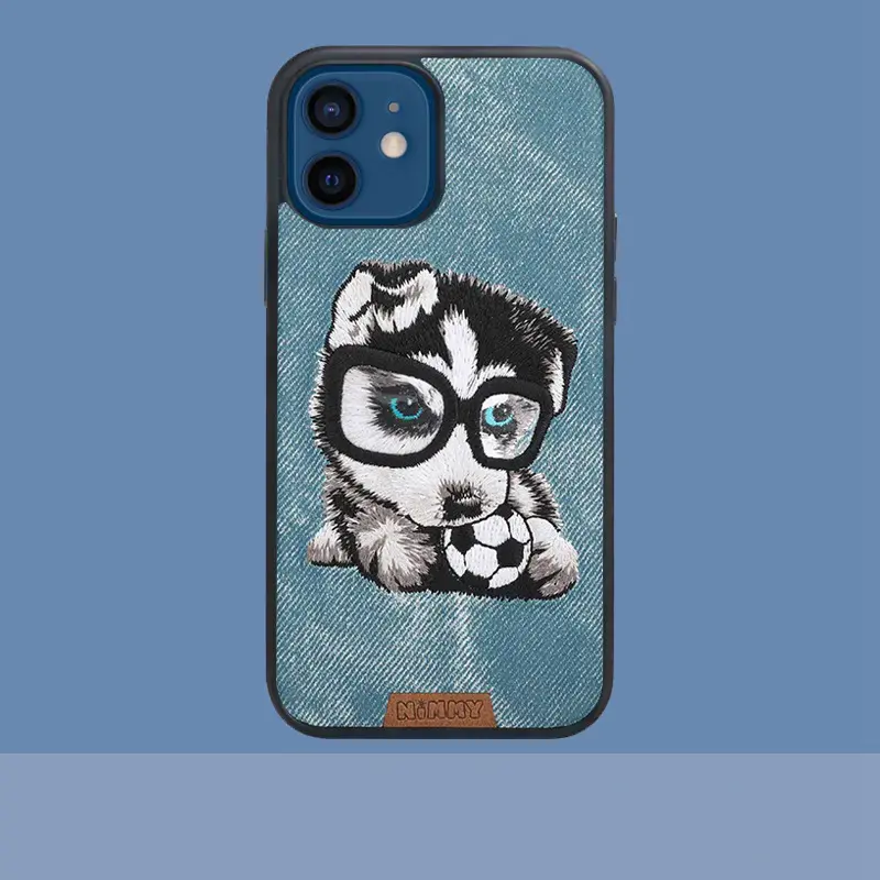 iPhone12 Cute Dog Phone Case - Animal Embroidery - 360° Protection