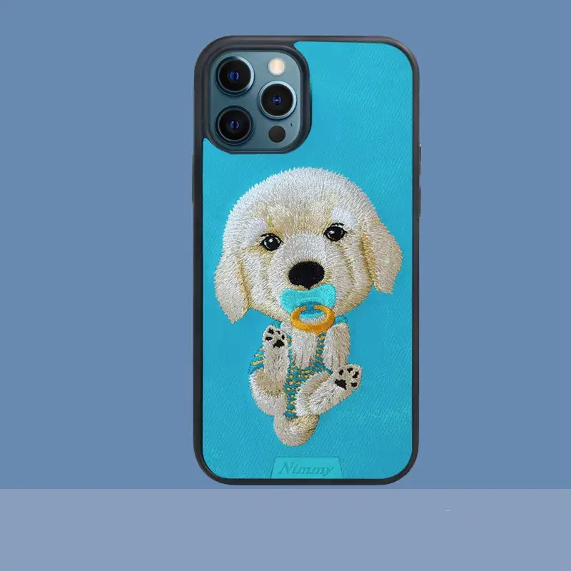 iPhone12 Cute Dog Phone Case - Animal Embroidery - 360° Protection