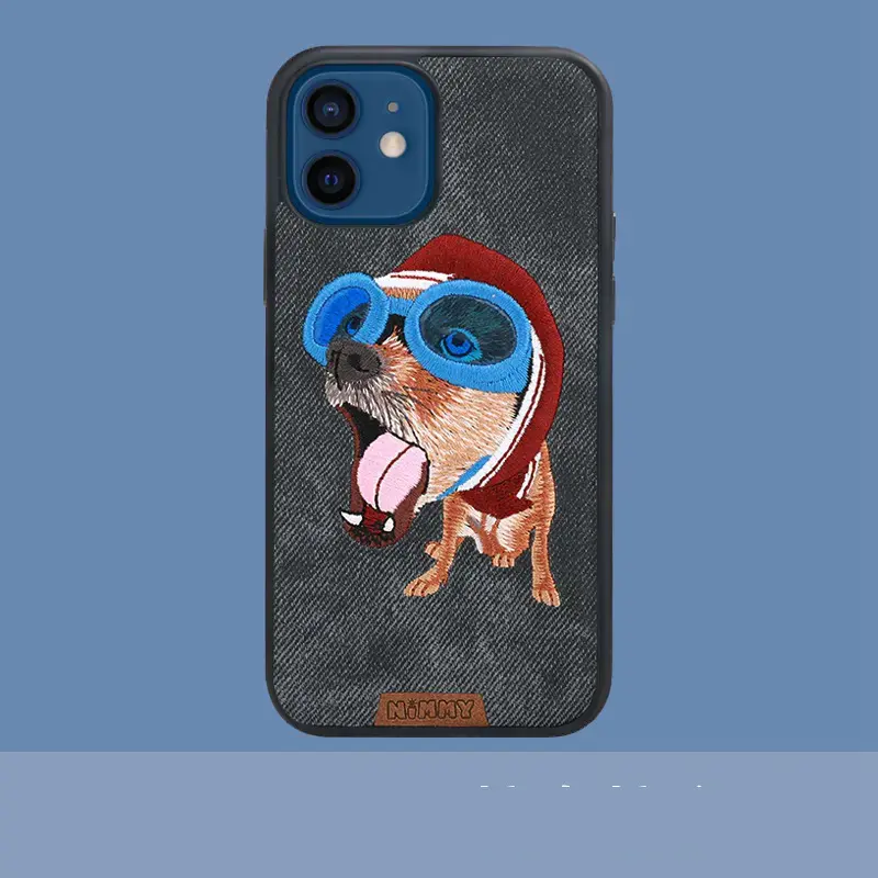 iPhone12 Cute Dog Phone Case - Animal Embroidery - 360° Protection