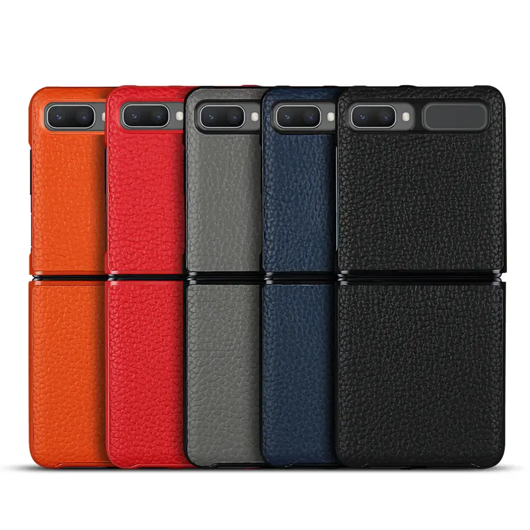 Samsung Galaxy Z Flip Case, Premium PU Leather Ultra Slim Shockproof Back Bumper Protective Case Cover 