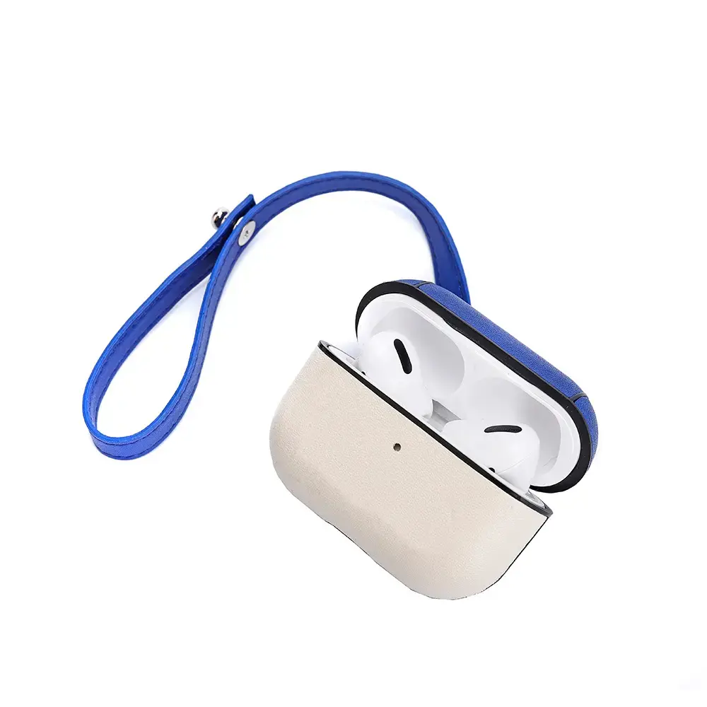 Eco Leather Case for AirPods Pro Box PU Leather Look Protective Shockproof Cover with Handbell