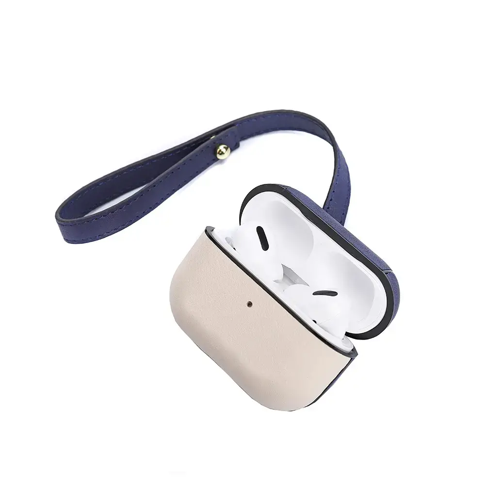 Eco Leather Case for AirPods Pro Box PU Leather Look Protective Shockproof Cover with Handbell