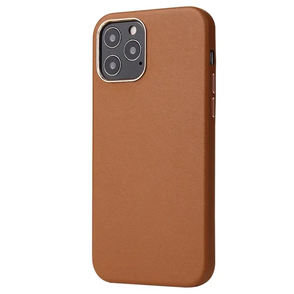 Apple leather cases with gold camera frame for iPhone 12