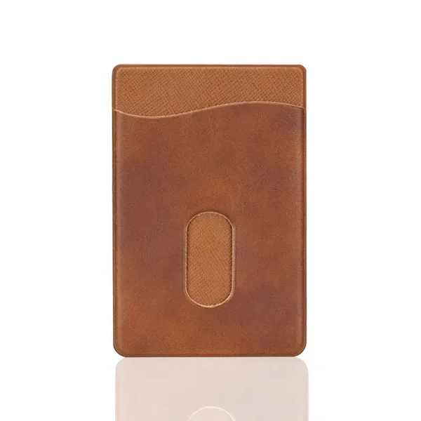 Premium Leather Phone Card Holder Stick On Wallet for iPhone and Android Smartphones