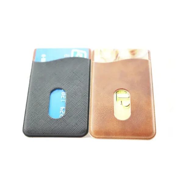 Premium Leather Phone Card Holder Stick On Wallet for iPhone and Android Smartphones