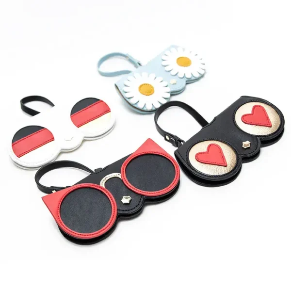 Portable Cortical Manually Pouch Glasses Box with pattern Sunglasses Box Leather