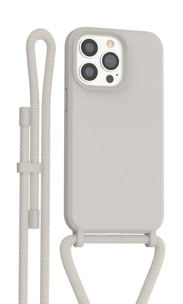 Silicone iPhone 14 Pro case with string for hanging